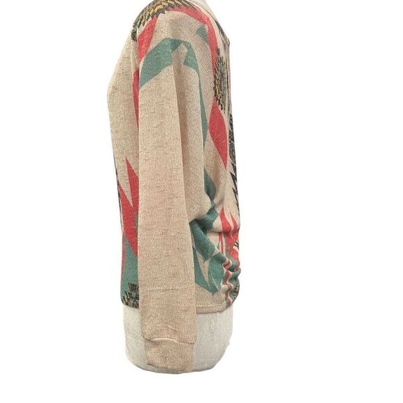 Silvergate Tan Aztec Lightweight Sweater Size L - Picture 5 of 12